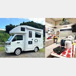 愛車（左）とその車内（提供写真）