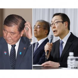 石破首相は解散命令に関する取材を拒否（旧統一教会は徹底抗戦の構え＝右、田中富広会長）／（Ｃ）日刊ゲンダイ