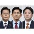 （左から）「共に民主党」の李在明氏、「国民の力」の金文洙氏、「改革新党」の李俊錫氏（Ｃ）共同通信社