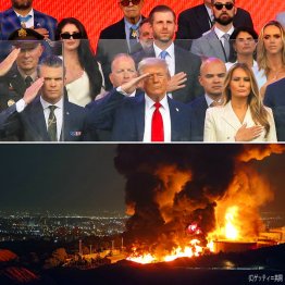 誰が悪いのか、日本はどう巻き込まれるのか（米陸軍創設250周年軍事パレードで敬礼するトランプ米大統領、イスラエルがイランの石油施設を空爆＝下）／（Ｃ）ロイター