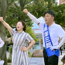 立憲・石原洋三郎の応援に連合の芳野友子会長も駆けつけた（Ｃ）日刊ゲンダイ