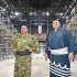 ＩＧアリーナを見学する横綱豊昇龍（左）と新横綱大の里（Ｃ）共同通信社
