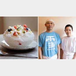 【三河屋】練乳は手作りでイチゴとブルーベリーは熊谷産の「ヨーグルトミルク」、石川雄太さんは和菓子担当で妹の奈央さんは洋菓子担当（提供写真）