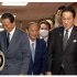 本人は意欲満々（右から岸田前首相、菅元首相、麻生元首相）／（Ｃ）日刊ゲンダイ