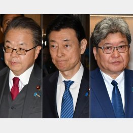 厚顔すぎる旧安倍派（左から世耕氏、西村氏、萩生田氏）／（Ｃ）日刊ゲンダイ