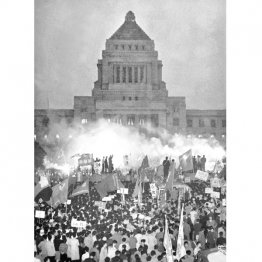 学生らが警官隊と激突、乱闘の末ピケを破って約1万人が国会になだれこんだ（Ｃ）共同通信社