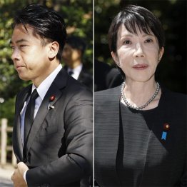 現職閣僚トップで靖国を参拝した小泉大臣（左）と「総理になっても靖国に行く」と公言する高市早苗氏（Ｃ）共同通信社