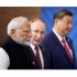 （左から）インドのモディ首相、ロシアのプーチン大統領、中国の習近平国家主席=2024年BRICS（Ｃ）ロイター