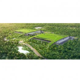 ラピダスが北海道千歳市で建設する次世代半導体工場の完成予想図（同社提供、鹿島作図協力）