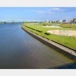 遺体を遺棄した荒川の河川敷（Ｃ）共同通信社