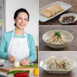 料理家の吉田さんがアレンジメニューを考案。（上から）かまぼこチヂミ、かまぼこ柚子和え、だて巻きおにぎり（提供写真）