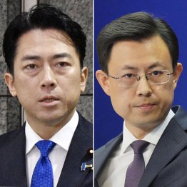 両国意地の張り合い、不毛なやり取り（小泉防衛相、中国外務省の郭嘉昆副報道局長＝右）／（Ｃ）共同通信社