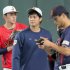 左から、大谷翔平、佐々木朗希、ダルビッシュ有＝2023年WBC練習（Ｃ）日刊ゲンダイ