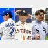（左から）岡本和真、今井達也、村上宗隆（Ｃ）ロイター／Imagn Images