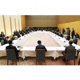 わざわざこんなところでやらなくても国会の場で議論すればいい（初会合）／（Ｃ）共同通信社