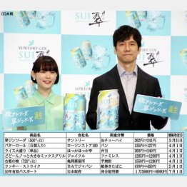 嬉しい「ゲリラ値下げ」はここ！（サントリー「翠ジンソーダ缶」商品発表会の杉咲花さんと西島秀俊さん）／（Ｃ）日刊ゲンダイ