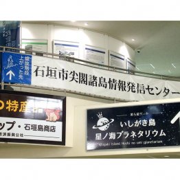 フェリー乗り場に開設された「尖閣諸島情報発信センター」／（提供）筆者