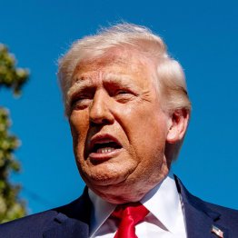 ホワイトハウスで記者団に話すトランプ米大統領（ＡＰ＝共同）