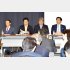発起人の面々（左から麻生太郎最高顧問、加藤勝信会長、萩生田光一幹事長、発起人幹部の小林鷹之議員）／（Ｃ）日刊ゲンダイ