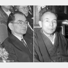 政治学者の神川彦松（右）と日本社会党委員長を務めた政治家・石橋政嗣（Ｃ）共同通信社