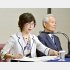 プロ野球オーナー会議のＤｅＮＡの南場智子オーナー議長（左）と榊原定征コミッショナー（Ｃ）共同通信社