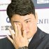 ソフトバンクへの感謝を述べて涙する佐々木麟太郎（Ｃ）共同通信社