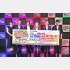 （左から）総合MC・青山りょうさん、全商協・中村昌勇会長、日工組・榎本善紀理事長、日電協・小林友也理事長、回胴遊商・大饗裕記理事長、総合MC・木村魚拓さん