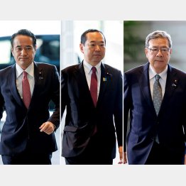 信任閣僚は醜聞オンパレード（左から、簗和生農水相、藤井比早之総務相、中司宏規制改革相）／（Ｃ）ロイター